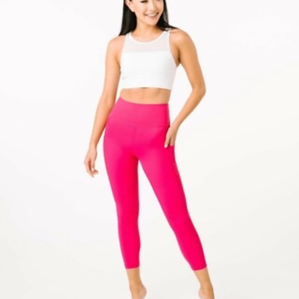Zyia Light N Tight Womens Leggings Sz 4 | Hot Pink | Gym | Sculpting | Pockets